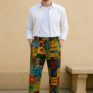 African Print Patch Pants-Free size