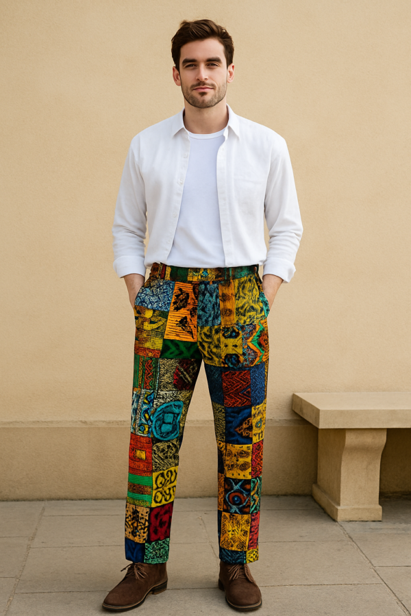 African Print Patch Pants-Free size