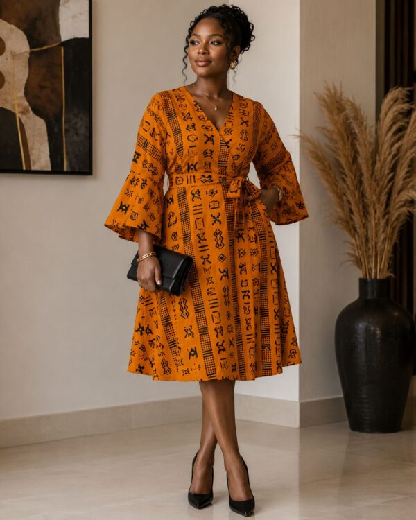 African Wrap short Dress - Plus friendly