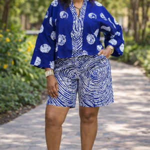 Hi-Lo, 100% cotton  Print Fabric,  Short/Top Set (S, M, L)