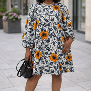 Print Short Dress , colorful with a bow on the back